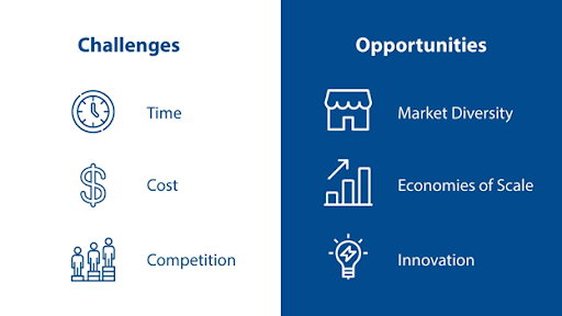 Graphic of challenges and opportunities of exporting